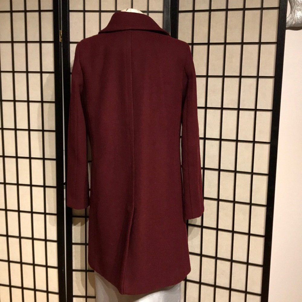 ✈️Loft Wool Preppy long Mock Pencil Bodice wine burgundy solid minimalist button - Picture 7 of 15